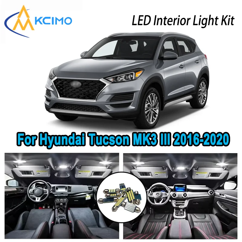 

Для Hyundai Tucson MK3 III 2016-2020 2017 Премиум Яркий светодиодный внутренний купол Карта багажника Комплект автомобильных светодиодных ламп Canbus без ошибок