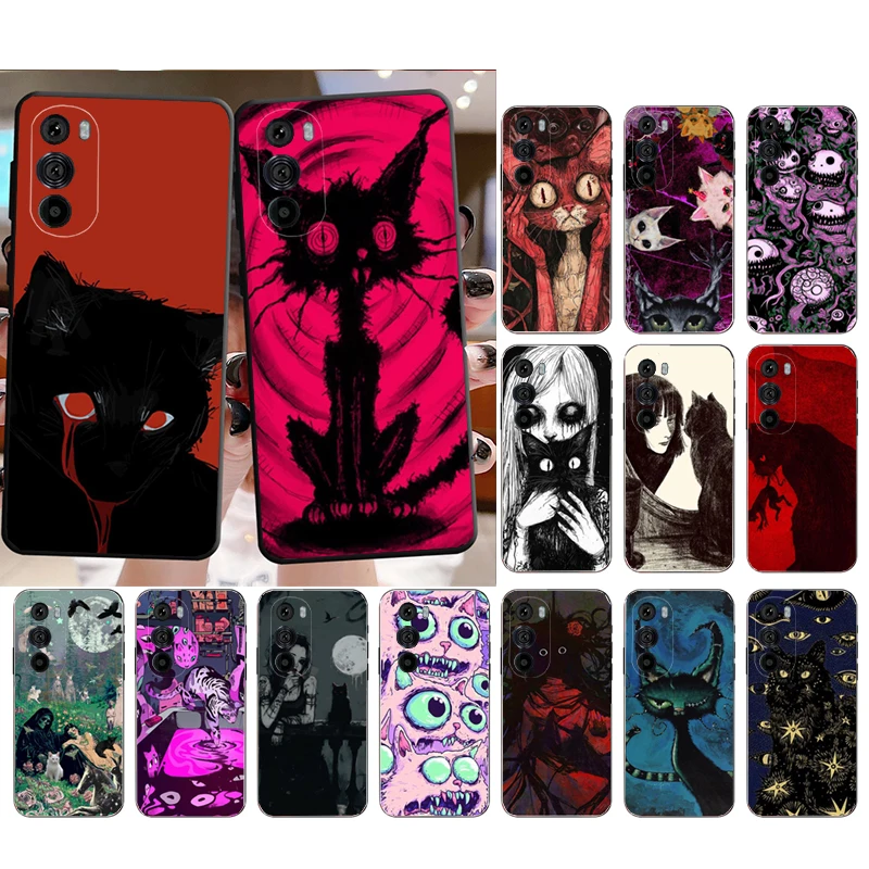 

Black Cat Art Phone Case For Motorola Edge 60 50 40 Pro 60 50 40 30 Ultra Neo Fusion Moto G Play G Stylus G Carcasas