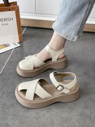 Closed Toe Sandals Clogs With Heel Comfort Shoes for Women 2024 Summer Med Suit Female Beige Thick Outside Beach Medium New Blac