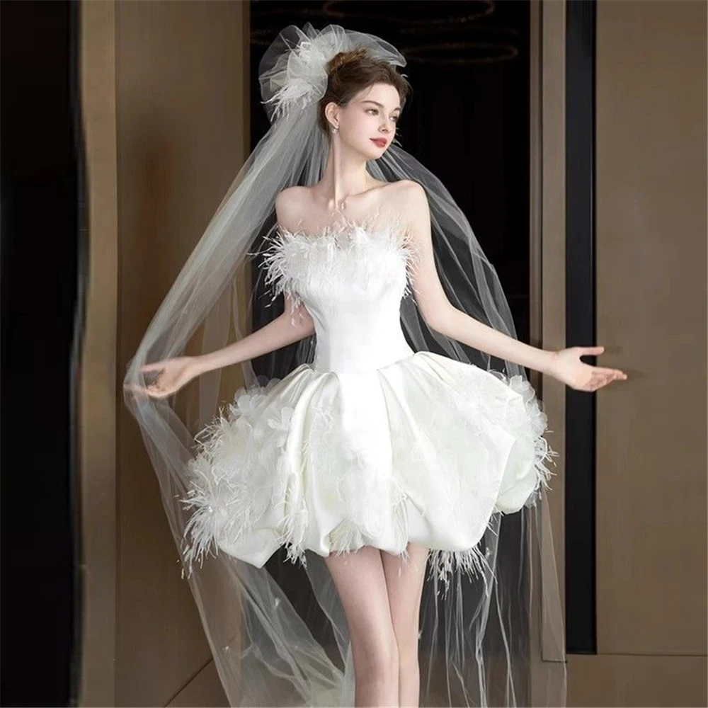 

Elegant White Short Homecoming Dresses 2025 Organza Mini Cocktail Birthday Prom Party Graduation Gown Hoco Dress H324