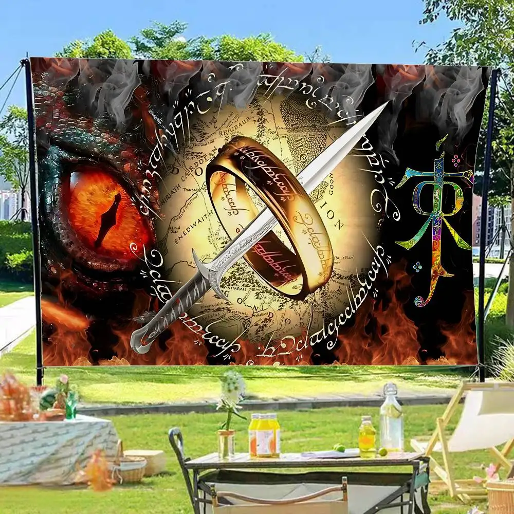 Classic Movie T-The L-Lords of The R-Rings Banner Art Printing Japanese Wall Flag Anime Wall Hanging Home Decor