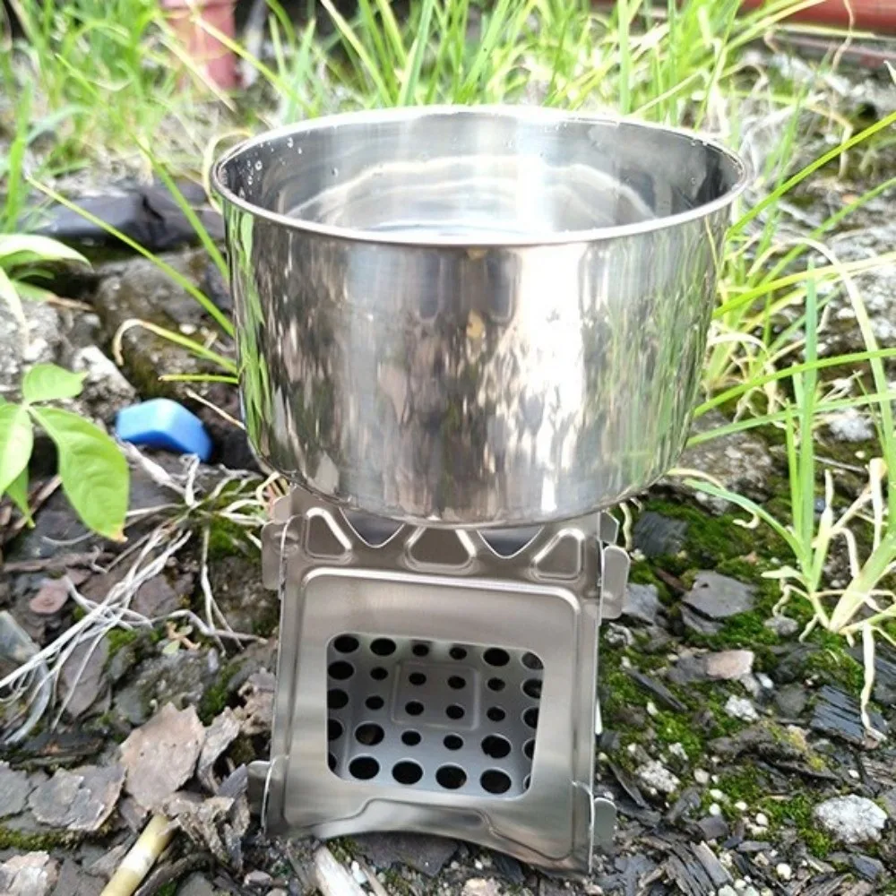 

Портативная походная дровяная печь из нержавеющей стали, складная, устойчивая к высоким температурам, не деформируется, для пикника