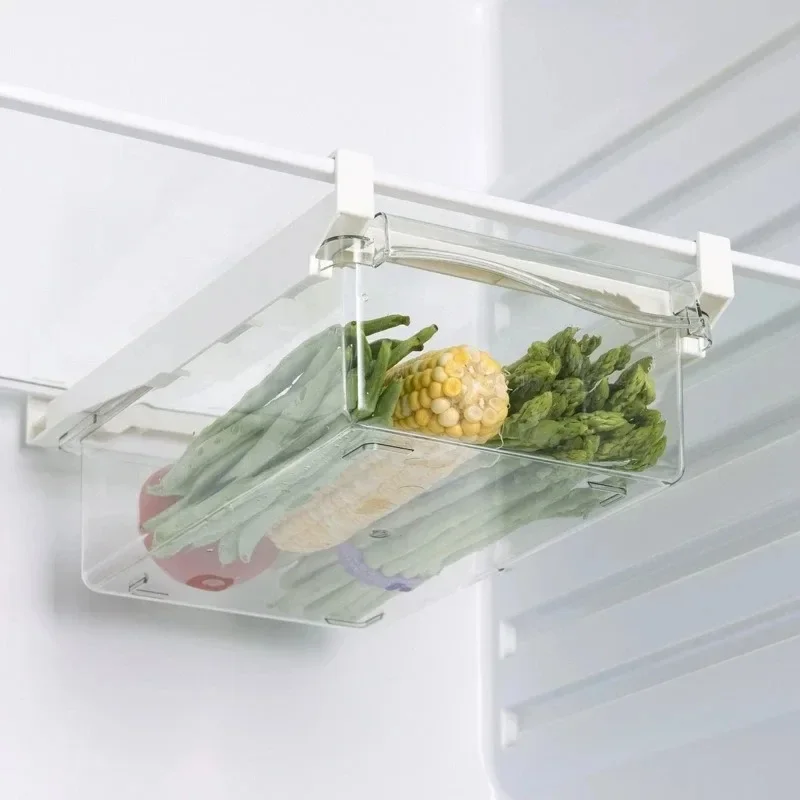 1/2pcs Organizer per frigorifero scatola portaoggetti per frigorifero per uova di frutta cassetto sotto lo scaffale organizzatore per frigorifero da