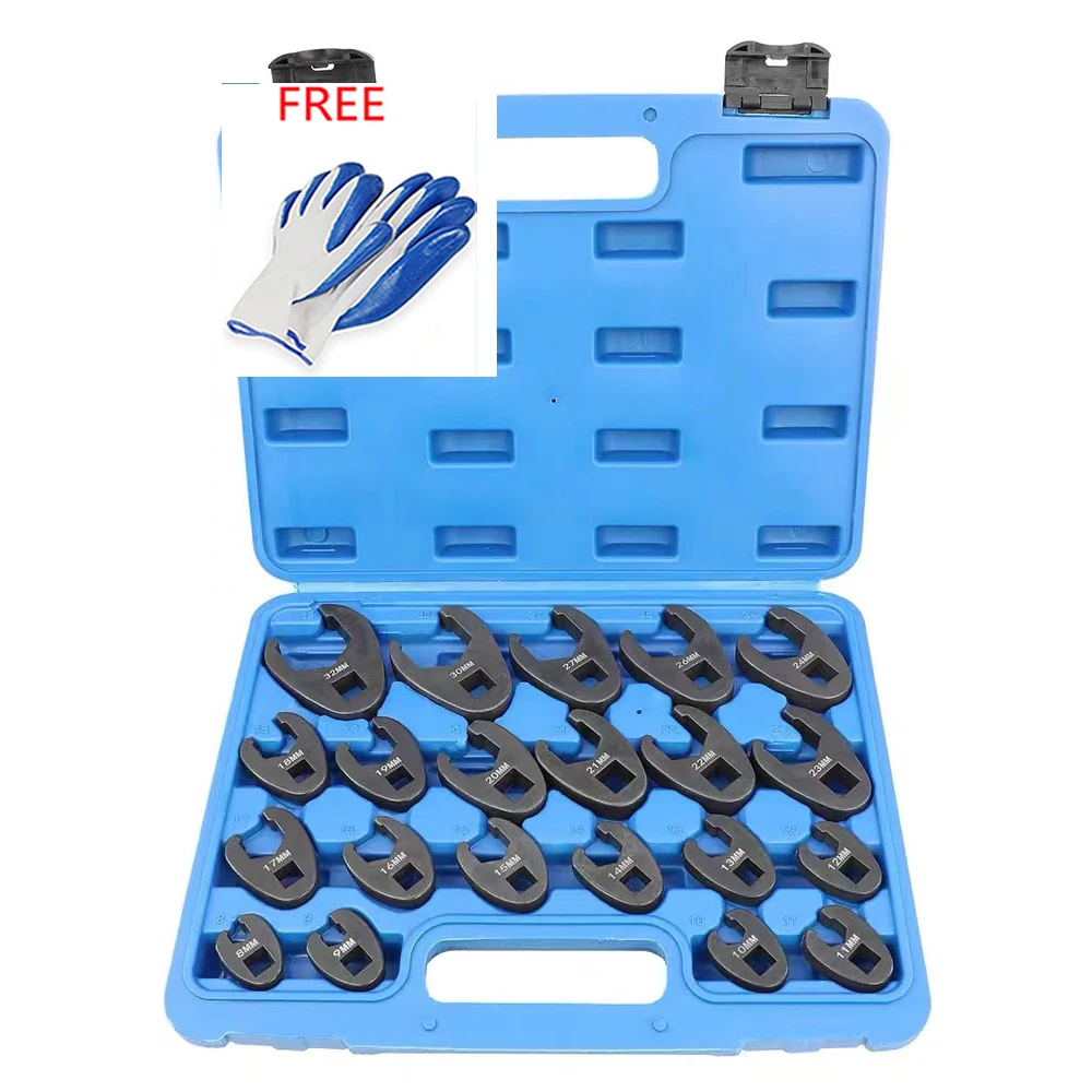 

1/2'' 3/8" Drive Crows Foot Wrench Set Flare Nut Crowfoot Wrench Set 8-32mm