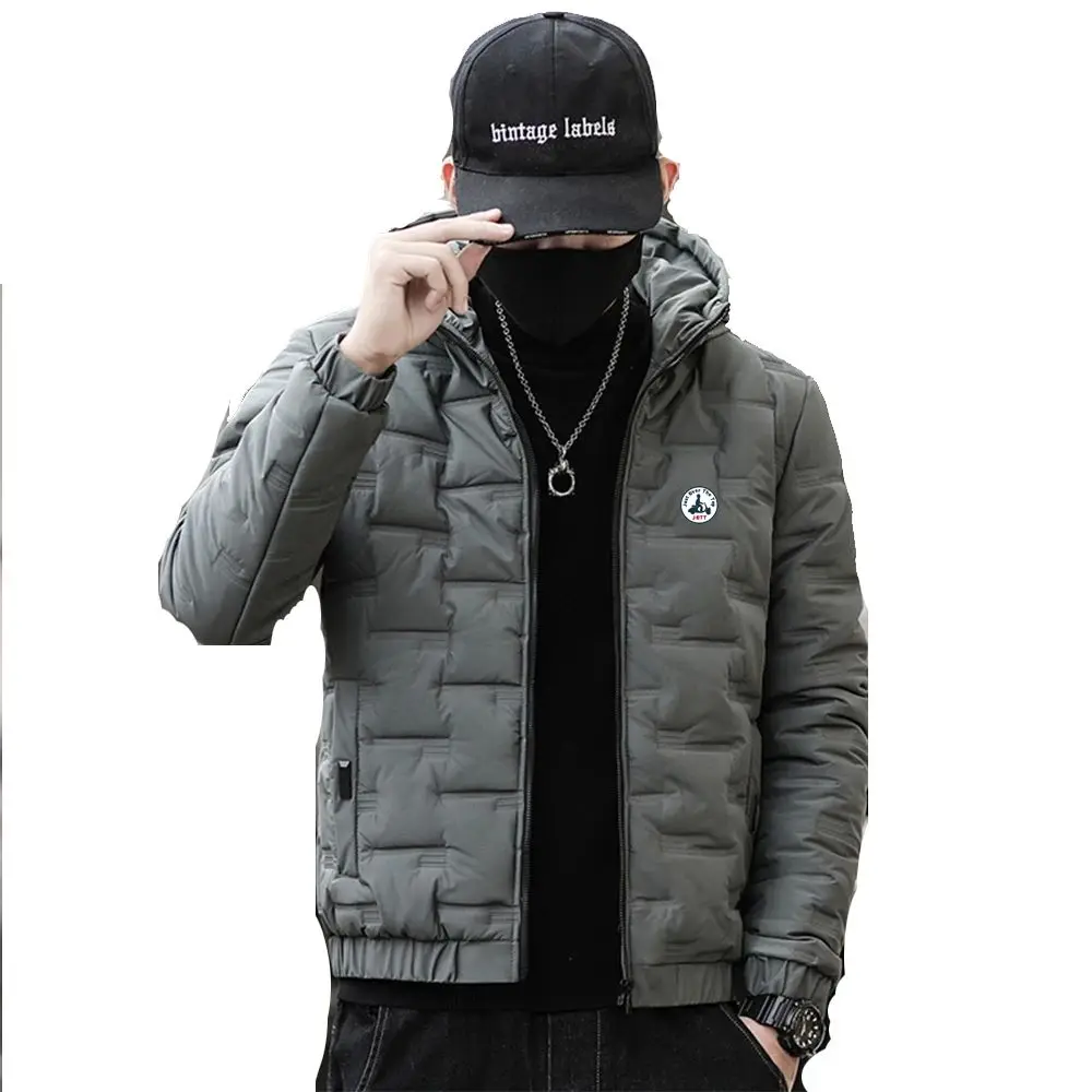 

Men's Warm Winter Parka Jaet Thi down Cotton Coat V-Ne ort Sle Seven-Sve Simple Design Autumn Spring Faion