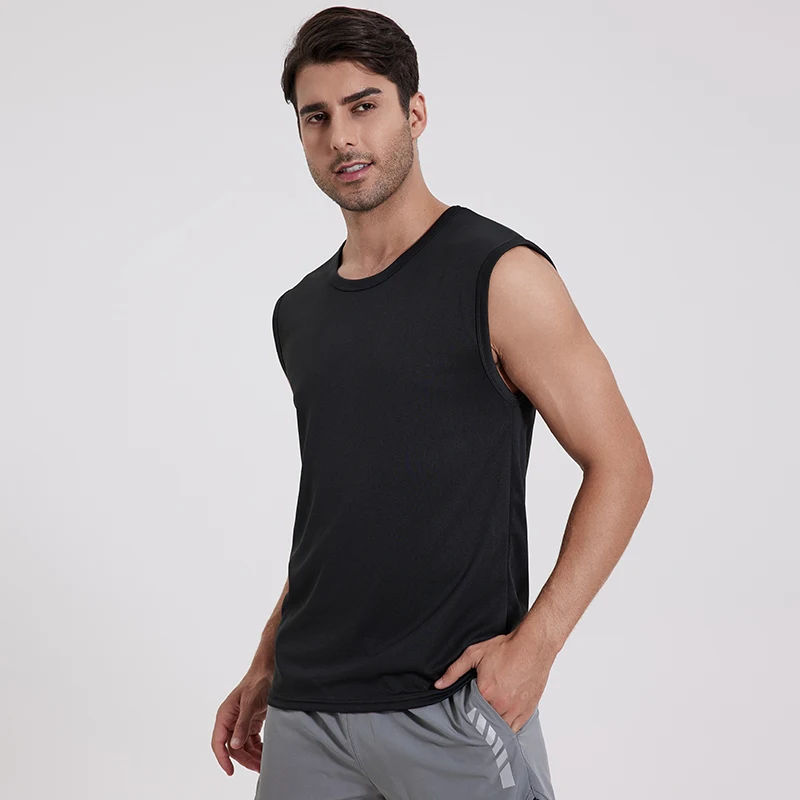 3-piece European and American Size MEN\'S Four Seasons Black Quick-drying Sleeveless Vest Casual Fashion plus Size Fitness Vest