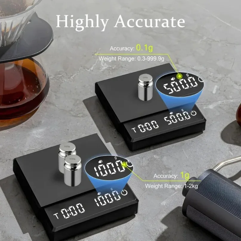 Mini Electronic Coffee Scale Smart Powder Water Ratio USB Silicone Pad High Quality Precision Professional Kitchen Coffee Tools view 5