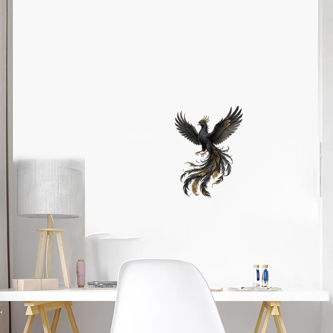 Three Ratels CFN6 elegant black phoenix Wall stickers are home decoration door decals Personalized car stickers