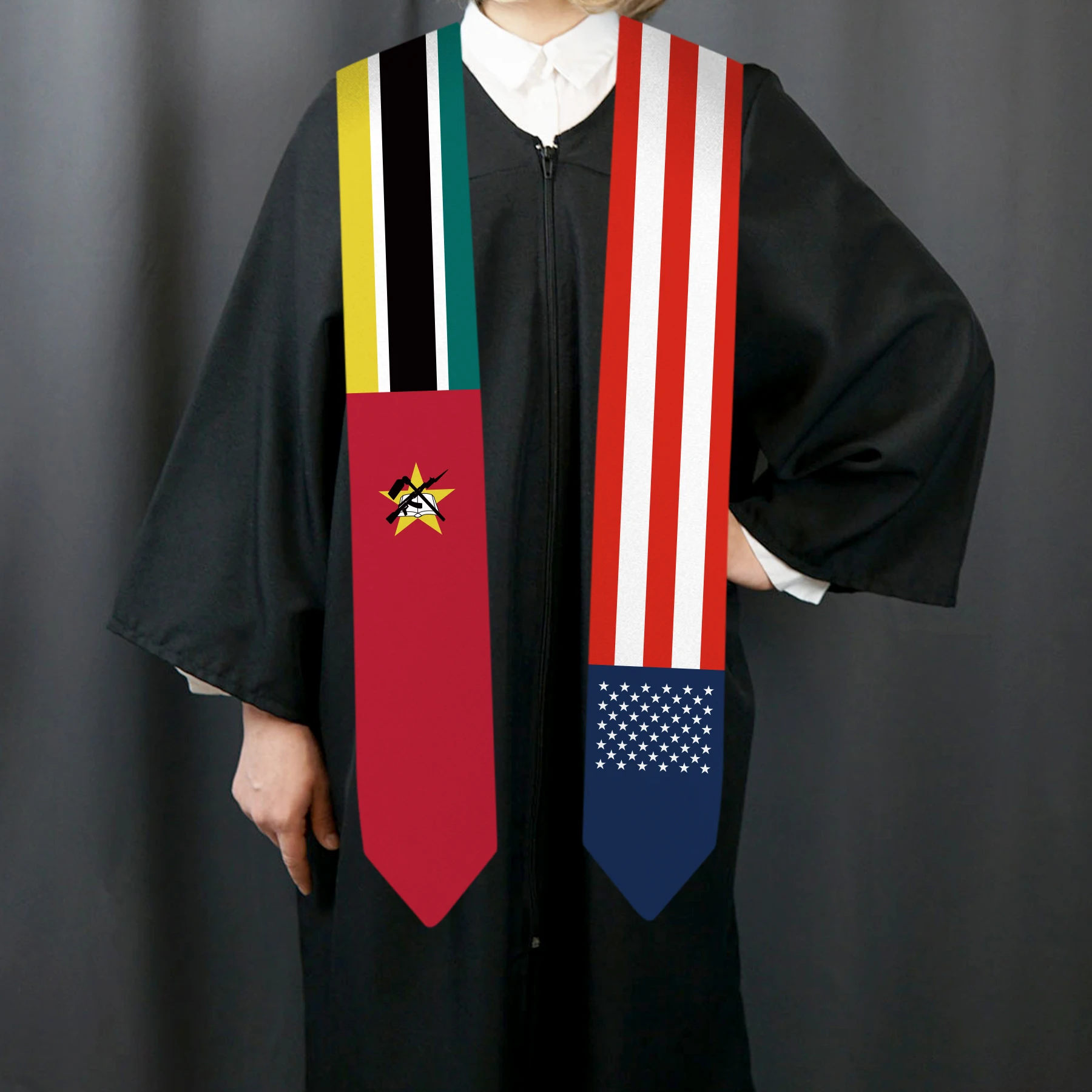 13x180cm USA And Mozambique Flag Graduation Sash Bachelor Gown Accessory Graduation Sash Scarf