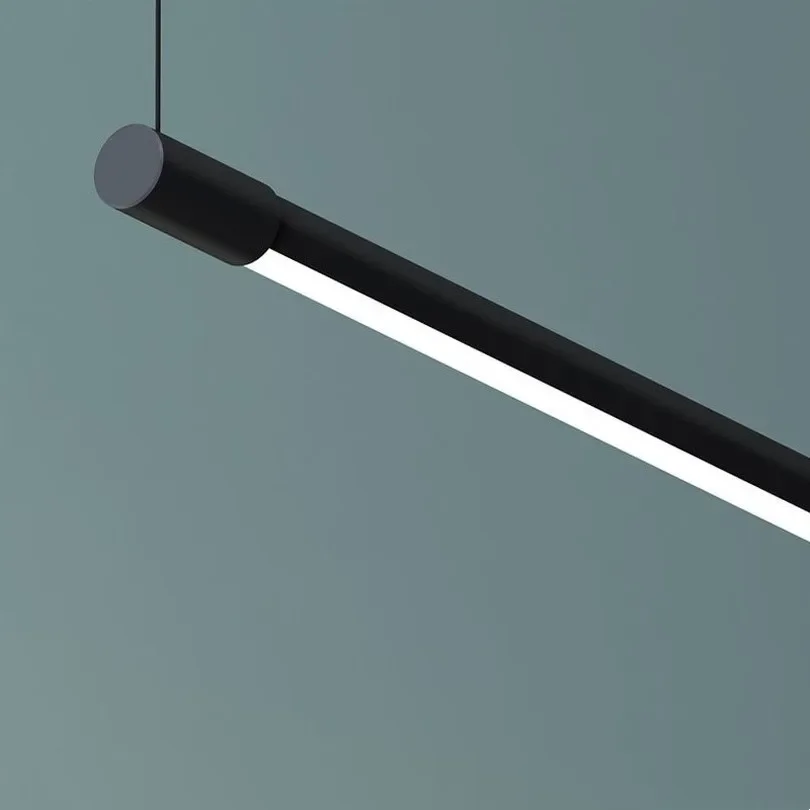 Moderna lampada a sospensione lineare a Led dimmerabile nera per tavolo da cucina sala da pranzo lampadario illuminazione di design apparecchio di lucentezza