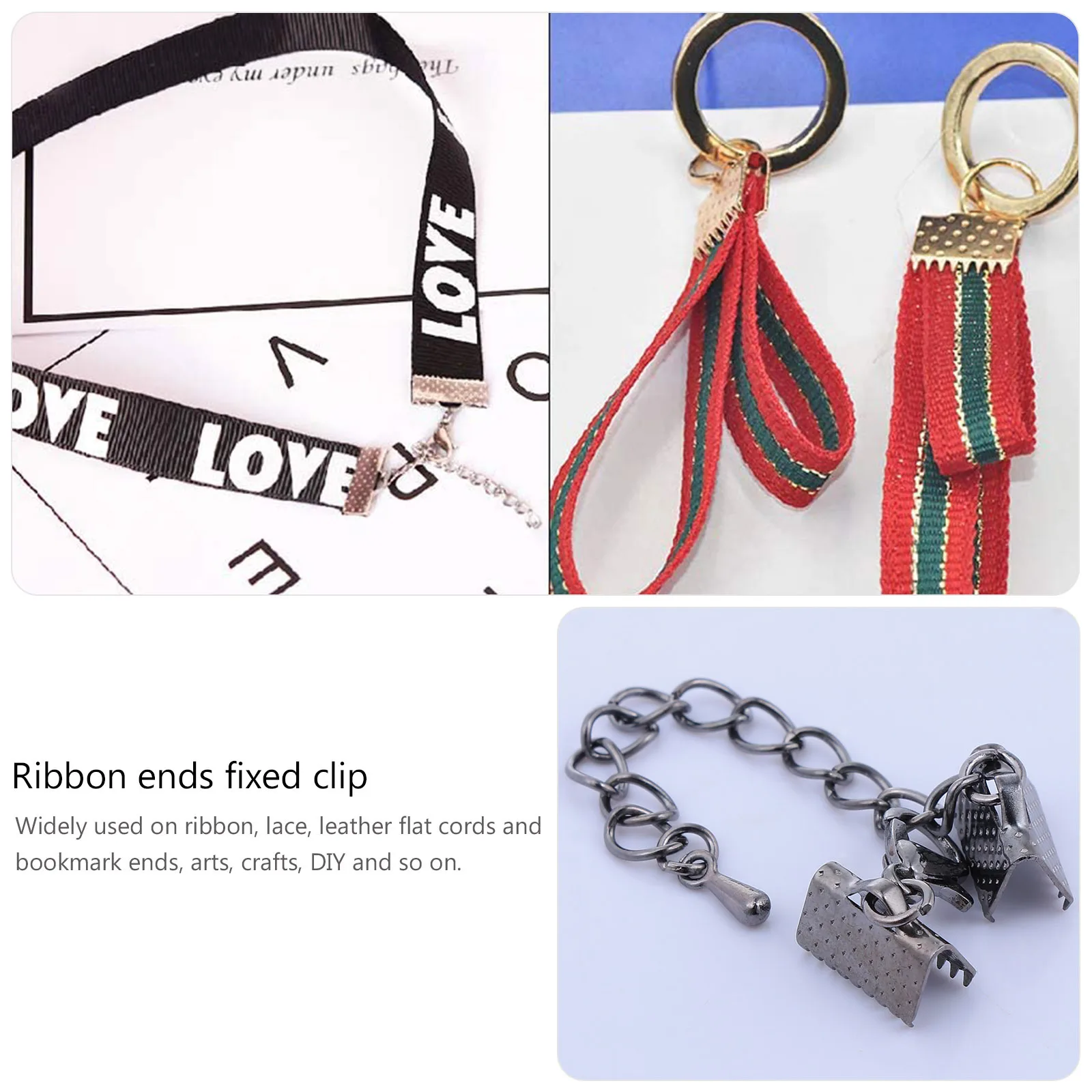 20 pz 10mm piccola goccia d'acqua fermagli per cavi clip a crimpare in ferro per gioielli fai da te creazione di nastri artigianali in pizzo corde piatte segnalibro