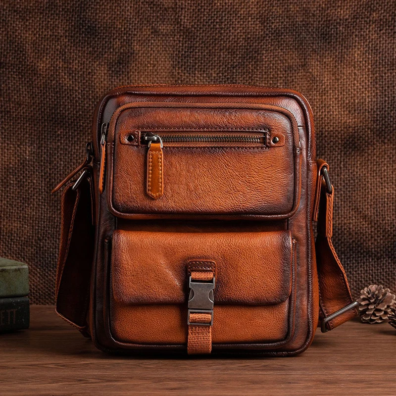 Genuine Leather Men\'s Crossbody Bag Men Shoulder Bags Leather Handbags Vintage Casual Bag For Male Messenger Bags High Quality