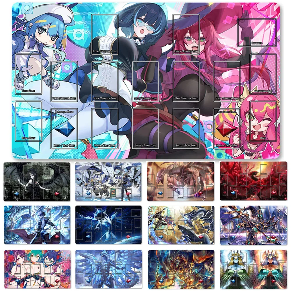 

YuGiOh Playmat Blue-eyes Ultimate Dragon Dark Magician Duel Monsters Playmats, совместимые с OCG TCG + бесплатная сумка - 3455752