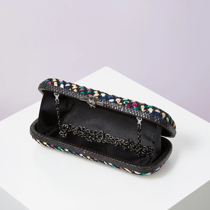 Hand Woven Clutch Purse Luxury For Women 2025 New High Grade Party Wedding Prom Mixed Colors Evening Bag Elegant Trend Chain Bag