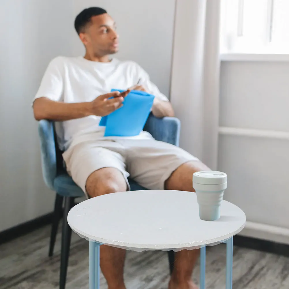 

Elastic Round Tablecloth 48 Inch Fitted Waterproof Dustproof Cover with Flannel Lining Perfect for Dining Tables Party Events