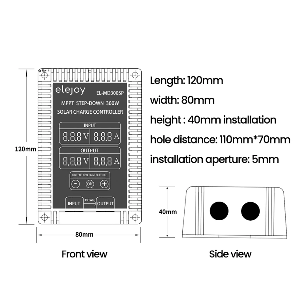 10~30V 400W Step-up MP PT Real-time Tracking Solar Power Supply Battery Recharging Controller LED Display 12V/24V Output Voltage