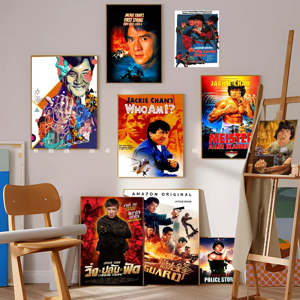 Famous Chinese Action Star Jackie Chan Whitepaper Poster Waterproof Paper Sticker Coffee House Bar Aesthetic Art Wall Painting