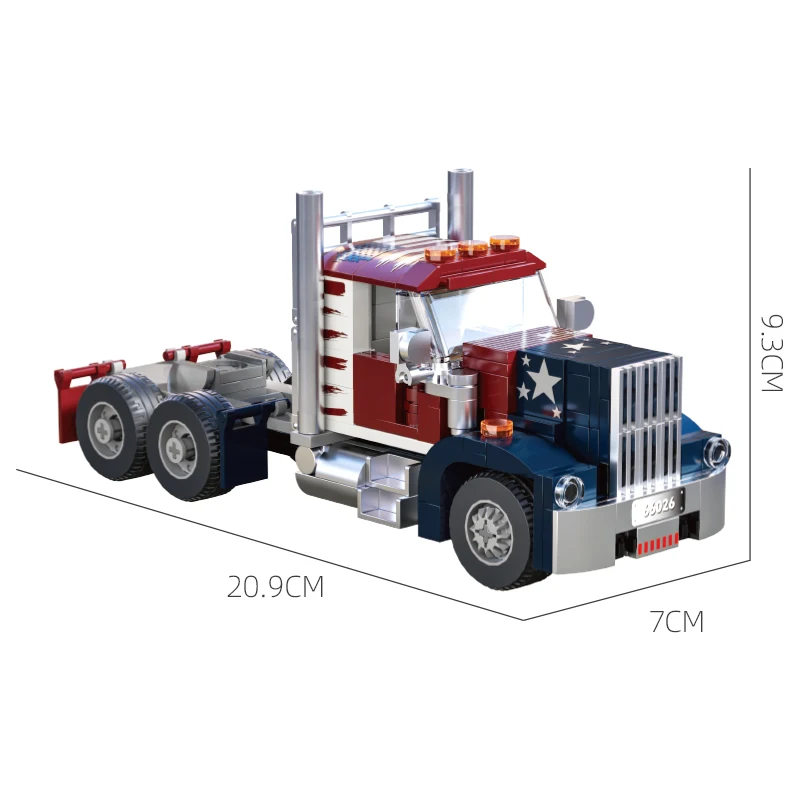 66026 American Truck Head 269-teiliges Baustein-Montageset, technische Serie, Automodell, technisches Fahrzeug, Spielzeug, Geschenk für Kinder