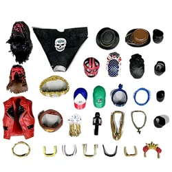 Wrestler 1/12 Hoods Hats Necklaces Belts Replacement Figure Clothing Doll Collection Joints Movable Dolls Toy Accessories