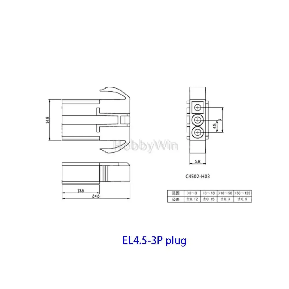 6.4V 2S 650mAh batteria di durata EL4.5-3P spina femmina P-TO-R per RC Truck Racing Car Speed Boat