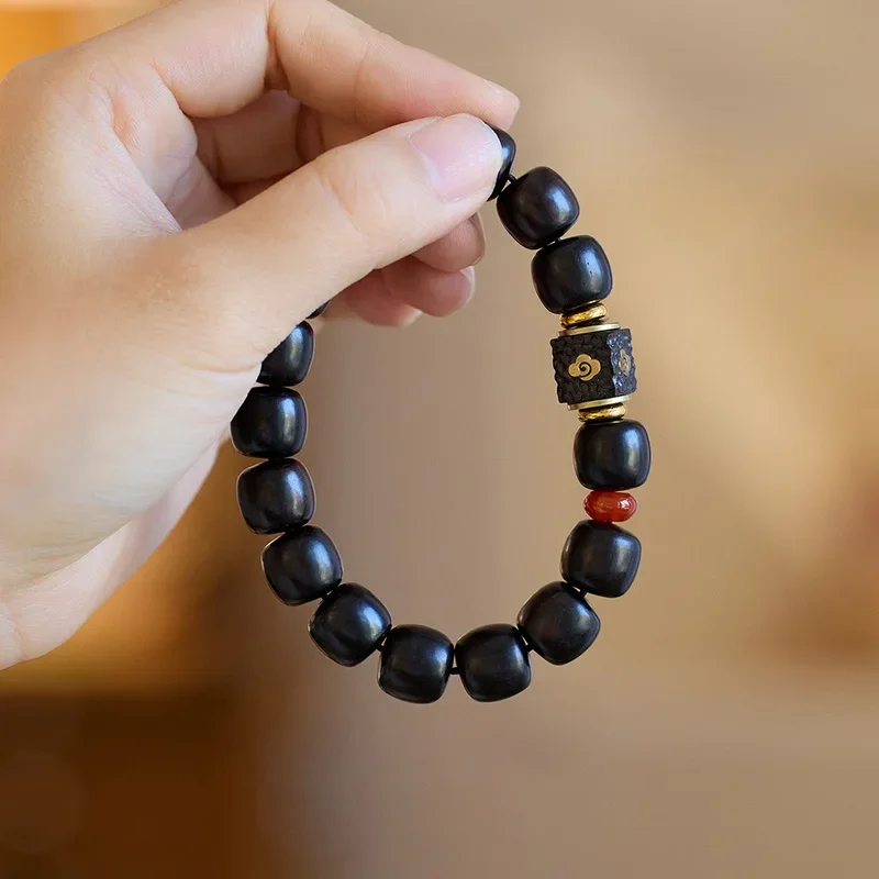 

11*12mm Natural Blackwood Beads Vintage Women Men Bracelets Red Agate Lucky Bangle Jewelry Accessories Drop Shipping YBR1157