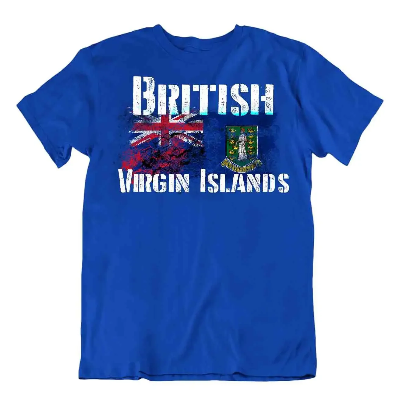 

Distressed Coat Of Arms Of The British Virgin Islands Flag Tshirt City Map Men's 100% Cotton Casual Tshirts Loose Top Size S-3XL