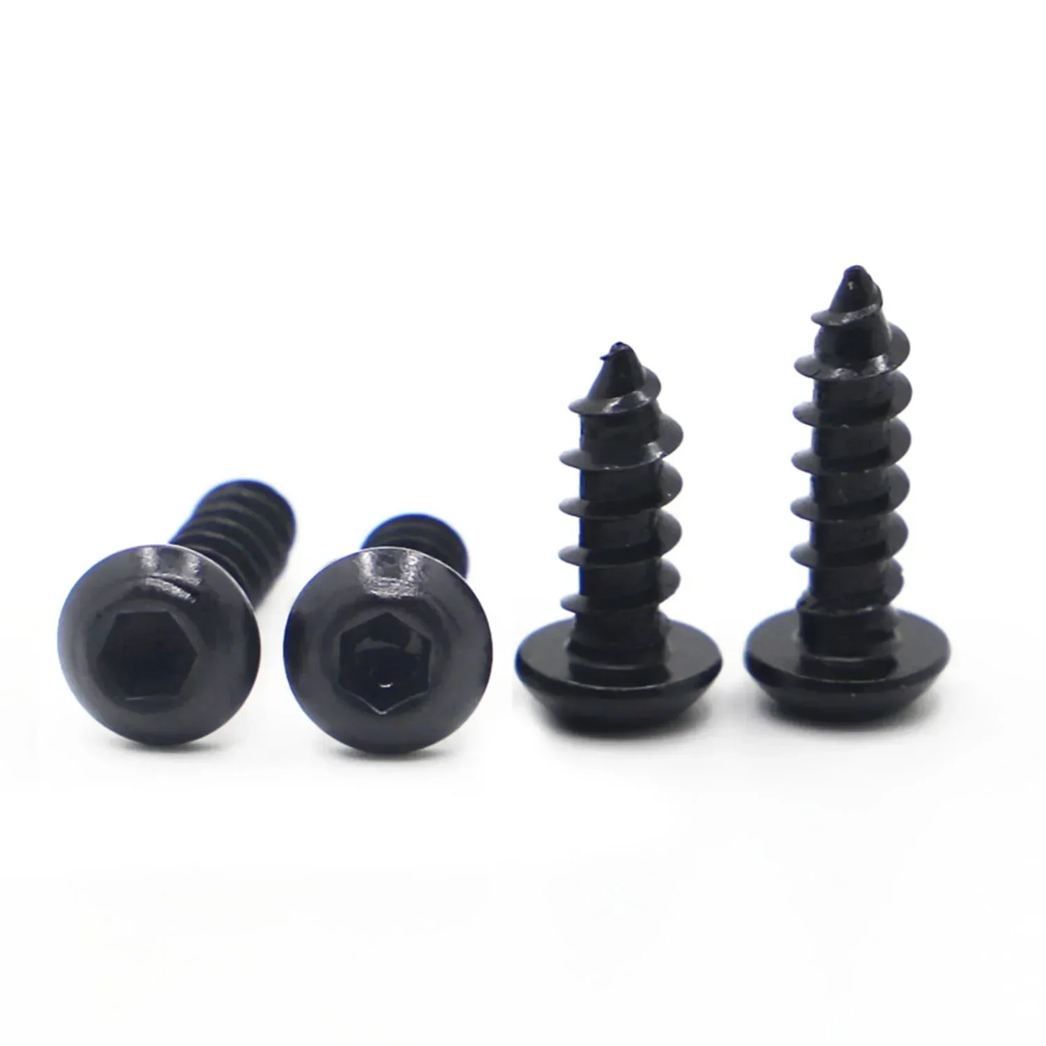 10–50 Stück M2 M2,5 M3 M4 M5 M6 schwarze selbstschneidende Schrauben mit Innensechskant und Flachkopf aus Stahl der Güteklasse 8,8 – Detail 3