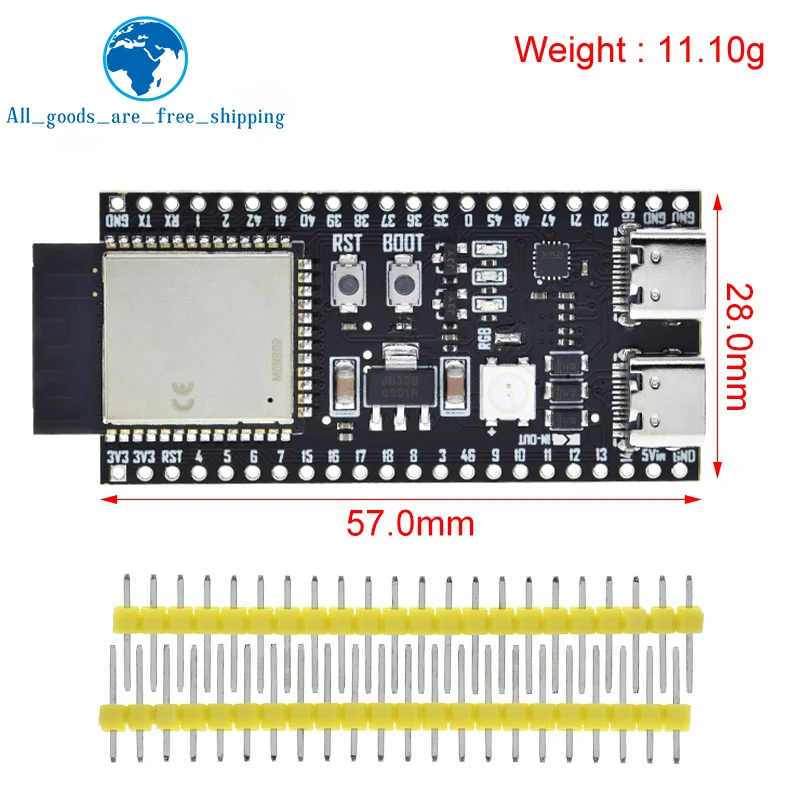 TZT ESP32-S3-DevKitC-1 ESP32-S3 WiFi Bluetooth-compatible BLE 5.0 Mesh Development Board ESP32 Wireless Module N16R8