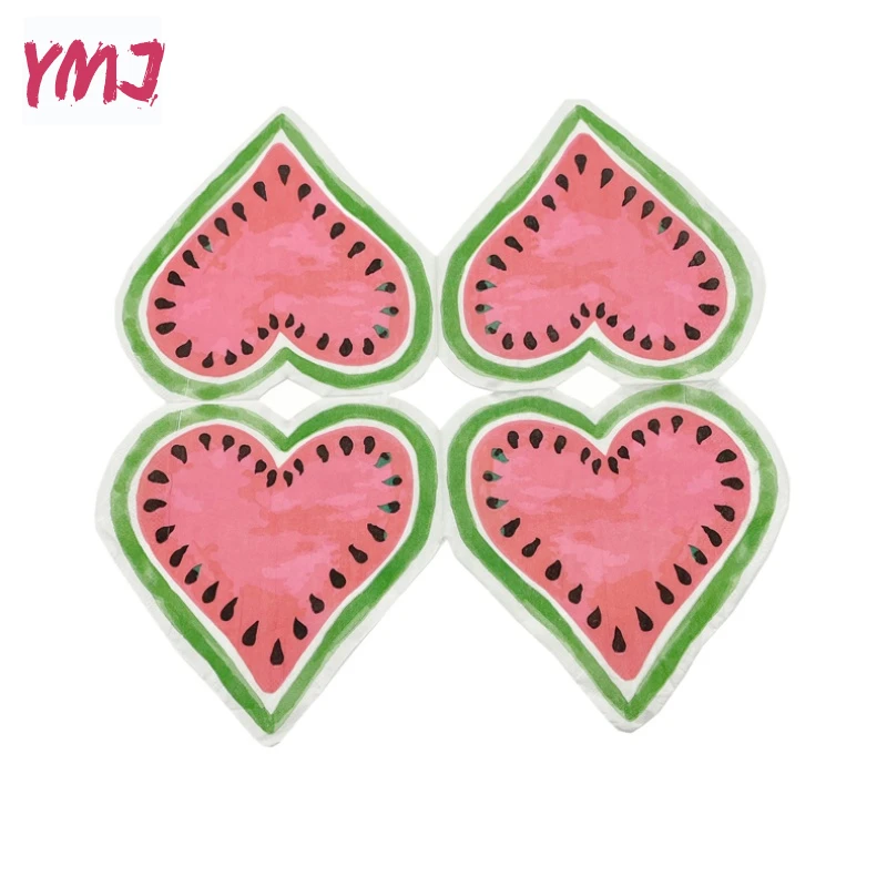 Shaped watermelon cut edge colorful printed napkins ins fun cartoon party is banquet pure wood paddle dessert placemats 20pcs