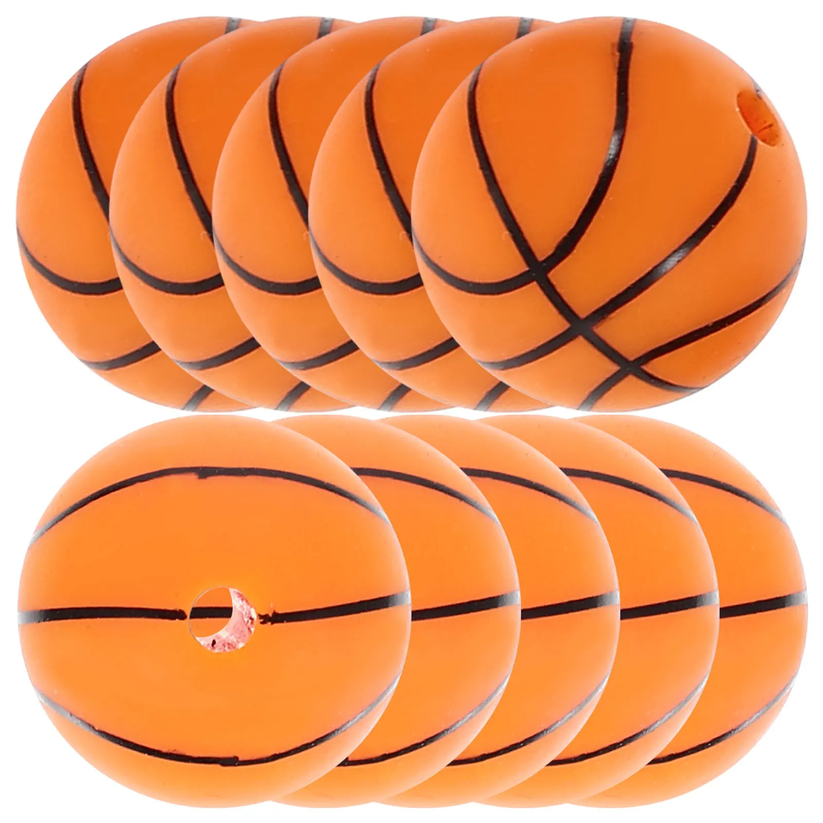 

10 Pcs Silicone Printing Beads Sports Spacer for Bracelet Making Necklace Bulk Jewelry Unique Silica Gel Crafting