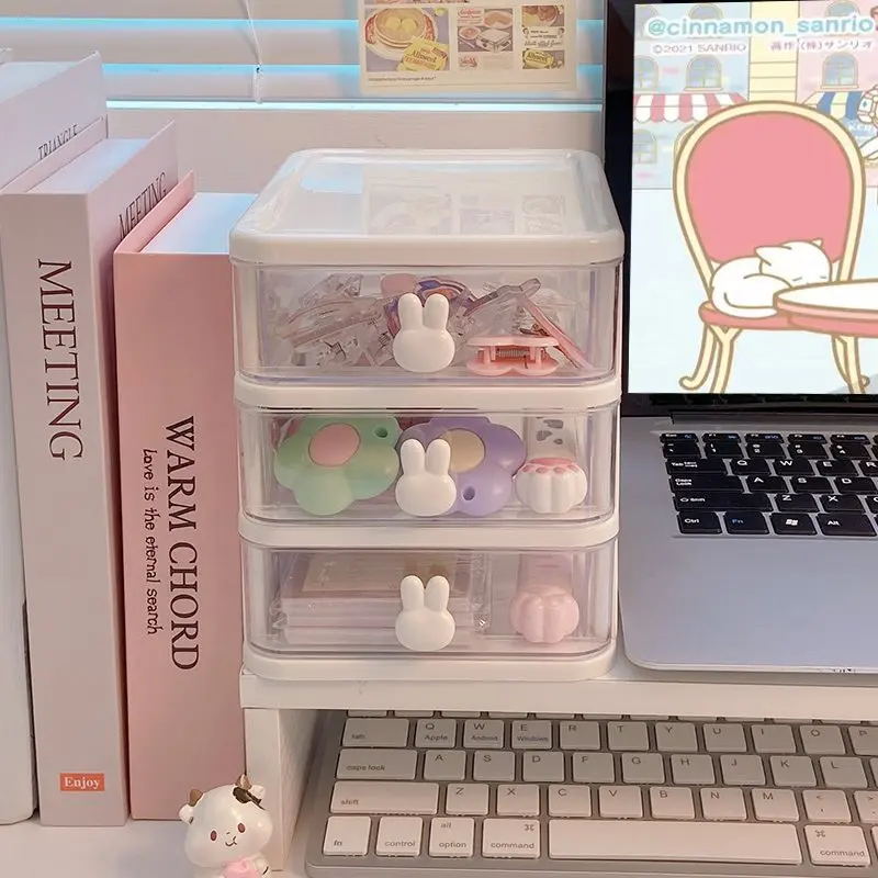 1 Pc Household Table Organizer Mini Drawer Style Desktop Storage Box Plastic Beauty Storage Cute Office Accessories Storage Box
