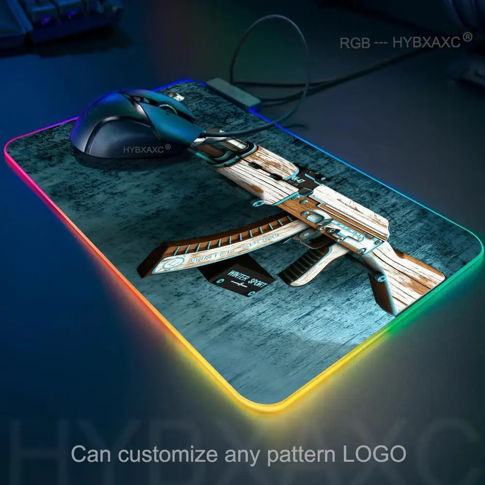 RGB LED Cs Go Mouse Pad Gaming Custom HD New Home XXL MousePads Non-Slip Natural Rubber Carpet Office Laptop Mouse Mat HYBXAXC