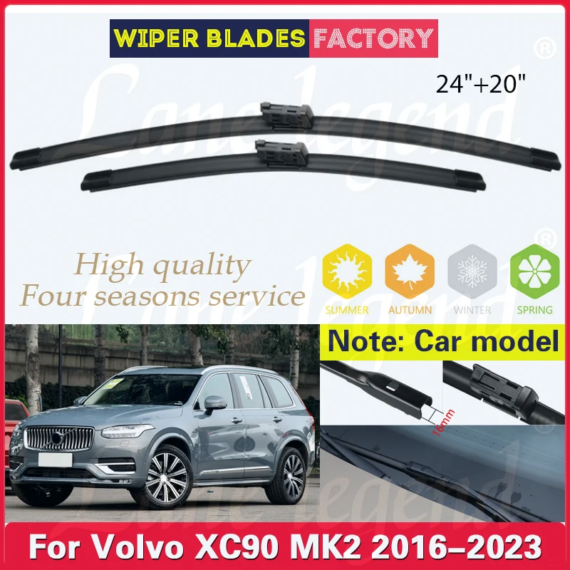 

Car Front Windshield Wipers For Volvo XC90 MK2 2016 - 2023 2022 Wiper Blade Rubber 24"+20" Car Windshield Windscreen Accessories