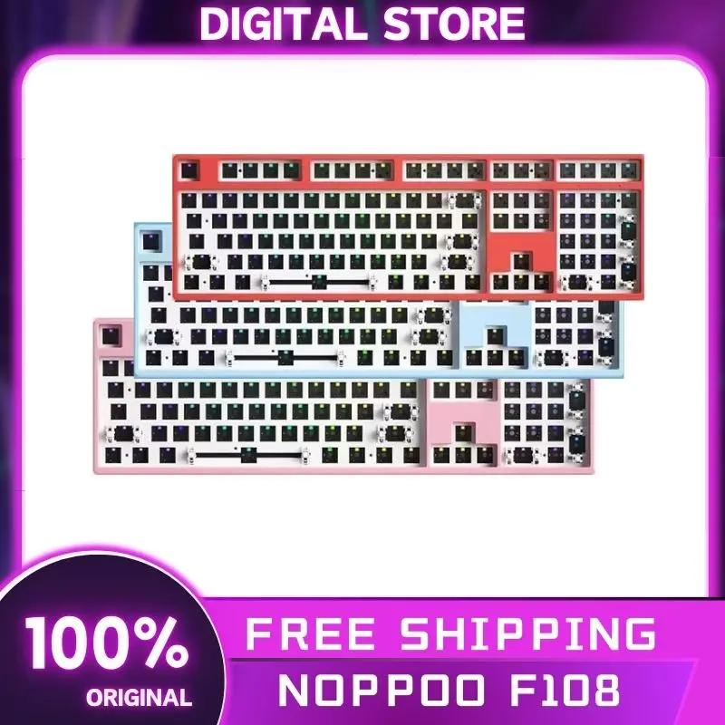 Imagem -03 - Noppoo F108 Kit de Teclado Mecânico Três Modos Rgb Hot Swap Teclado para Jogos 108 Teclas Personalizar Acessórios para Jogadores de pc Presente de Escritório