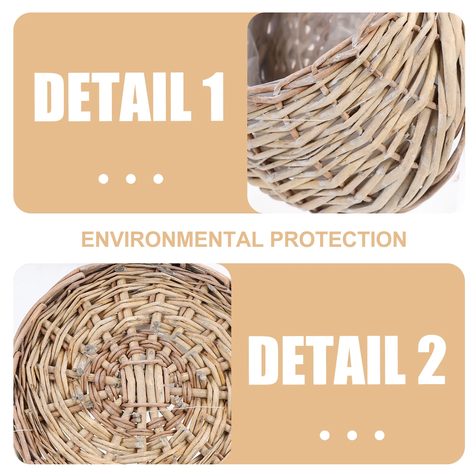 

4Pcs Handmade Wicker Hanging Basket Plant Holder for Indoor Decor Wall Hanging Storage Basket Home Garden Flower Pot