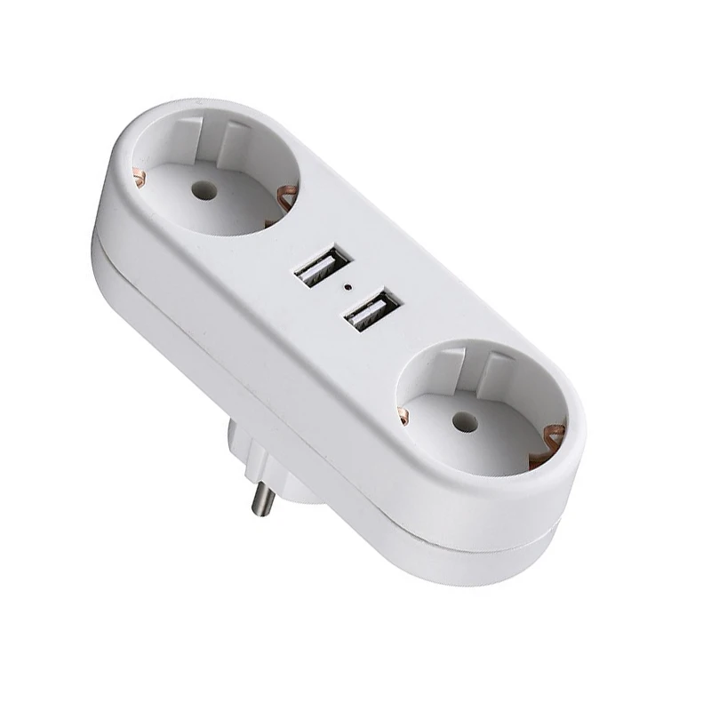 1 to 2 Fath USB Socket Converter 2 USB German DE Standard Russia Plug Power Outlet EU Standard Conversion Socket