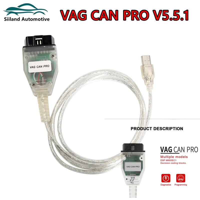 

Hot Sale VAG CAN PRO V5.5.1 Professional VCP Scanner OBD2 Diagnostic Interface With Dongle Support Multi-Cars Can Bus UDS K-line