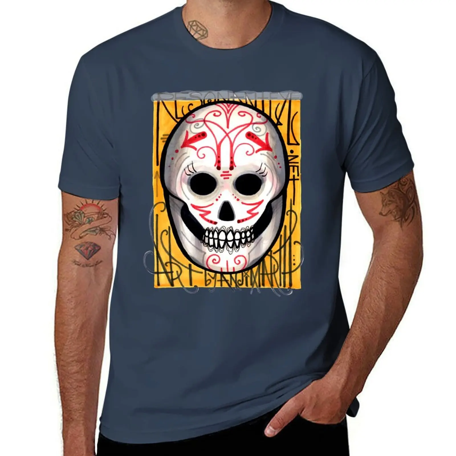 

resonanteye shirt skull sugar T-Shirt Plus Size Non-Shrink T-Shirt