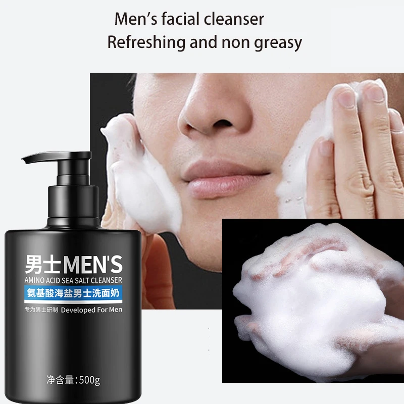 

Amino acid sea salt men's facial cleanser is refreshing non greasy removes blackheads It deeply cleanses and tightens the skin