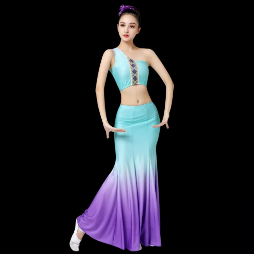 Stroje do tańca pawia Dai, tradycyjne ludowe stroje chińskich mniejszości etnicznych, strój na festiwal tańca pawia, występ sceniczny Hmong