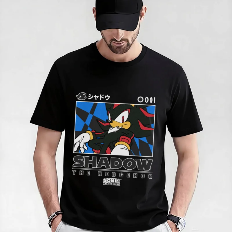 

Shadow the Hedgehog Gift t shirt for Anime lover 0115 Cute Cartoon Sonic Portrait Graphic Tee Y2K clothes All size Tops S-6XL