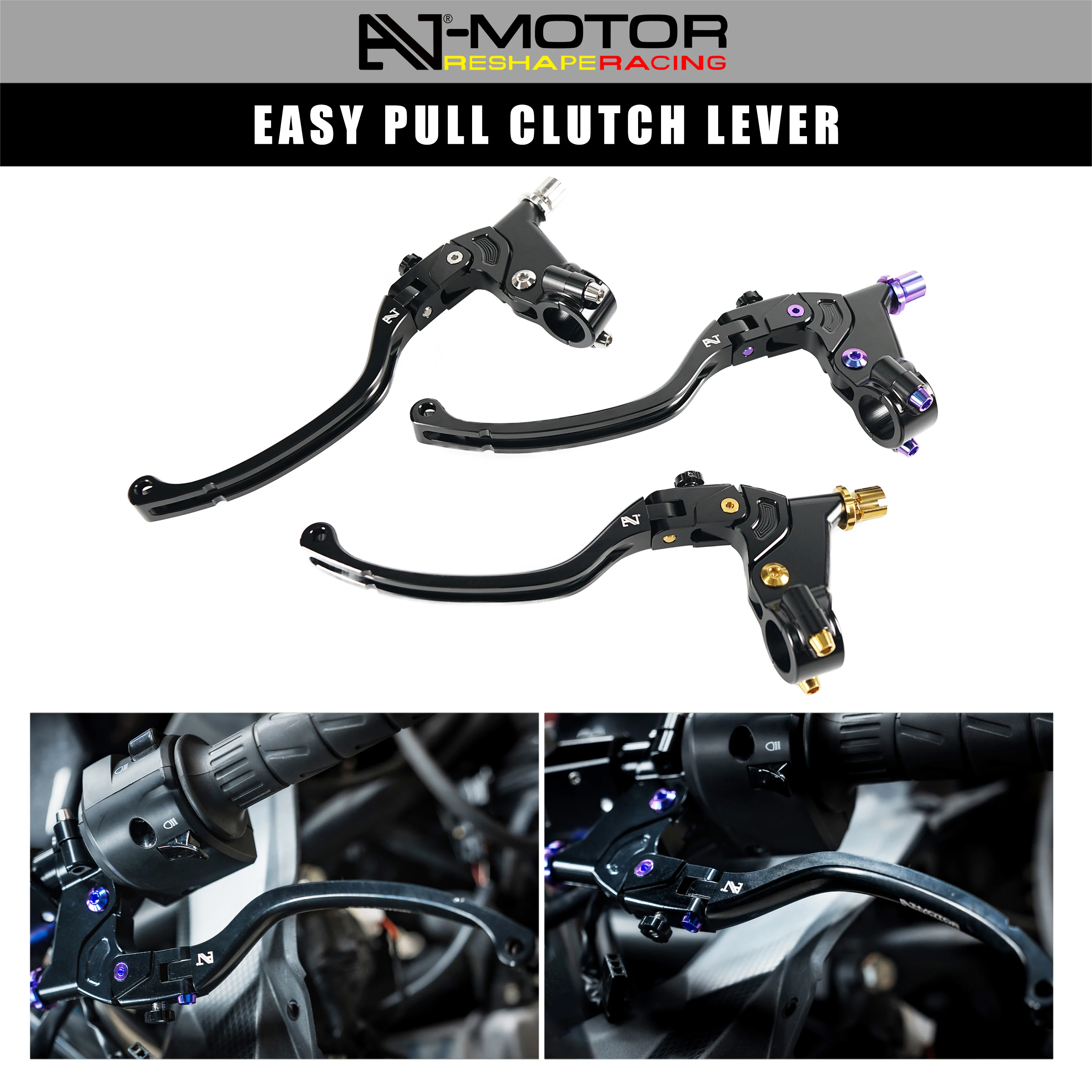 Easy Pull Adjustable Clutch Lever for Kawasaki Ninja 250 300 400 500 650 636, Racing Motorcycle Short Lever