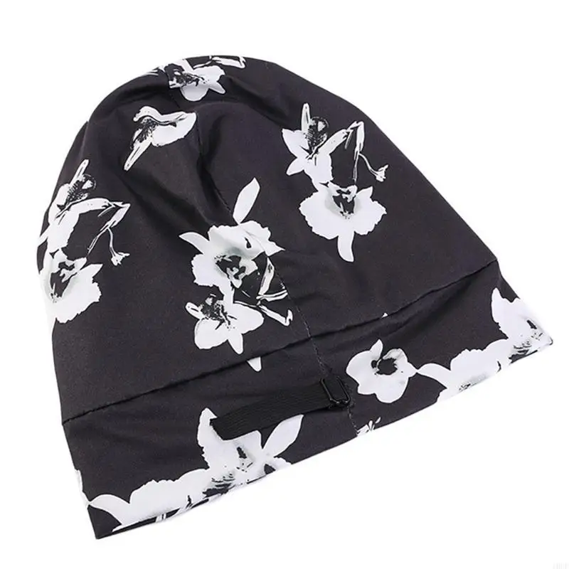 المرأة الساتان اصطف بونيه غطاء النوم العرقية الأزهار طباعة قابل للتعديل واسعة النطاق مترهل قبعة عمامة قبعة مسلم للرأس