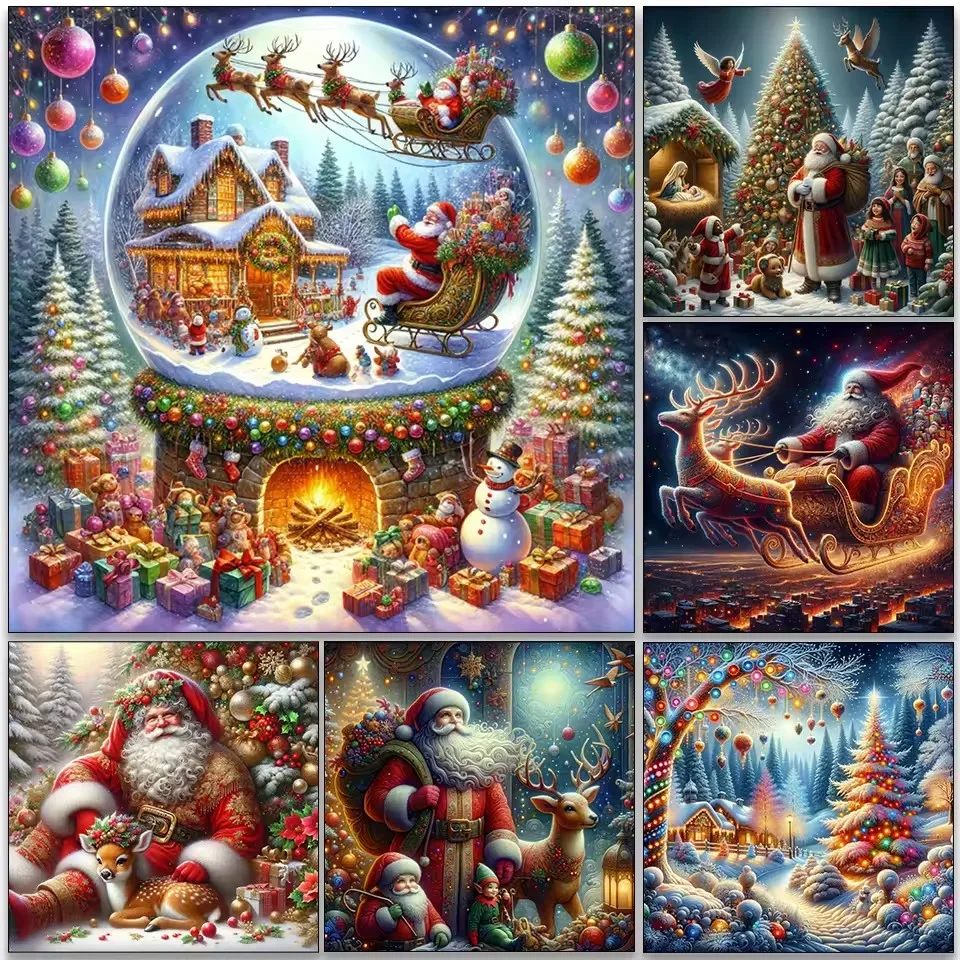 

Рождественская серия 5D DIY алмазная живопись Санта-Клаус Рождественский пейзаж и набор животных Алмазная мозаика украшение дома подарок