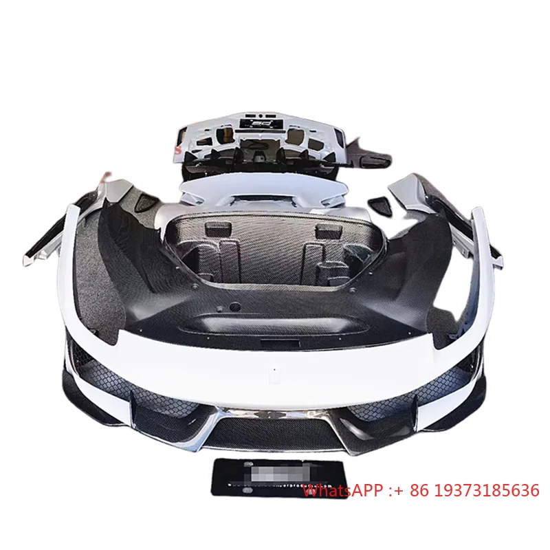 Pista Style Dry Carbon Fiber Front Bumper Rear Bumper Side Skirt Rear Spoiler for Ferrari 488 GTB Spider
