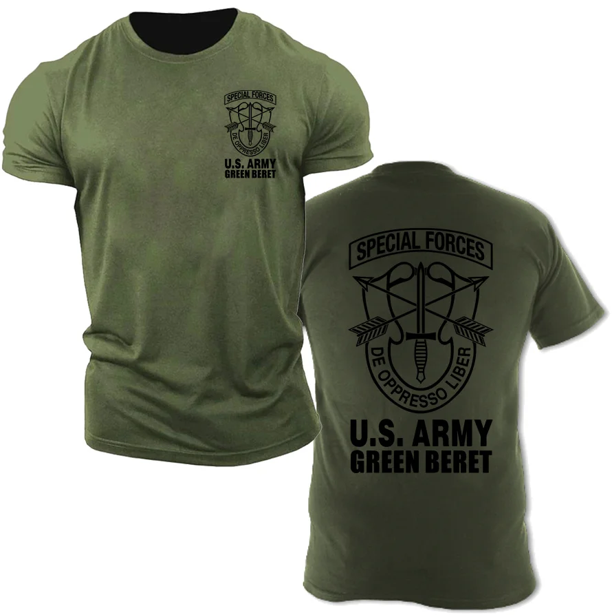 US Army Special Forces Group Airborne Military Green Beret T-Shirt USA Military Green T Shirt Cool Dad TShirts Cotton Tee Shirts