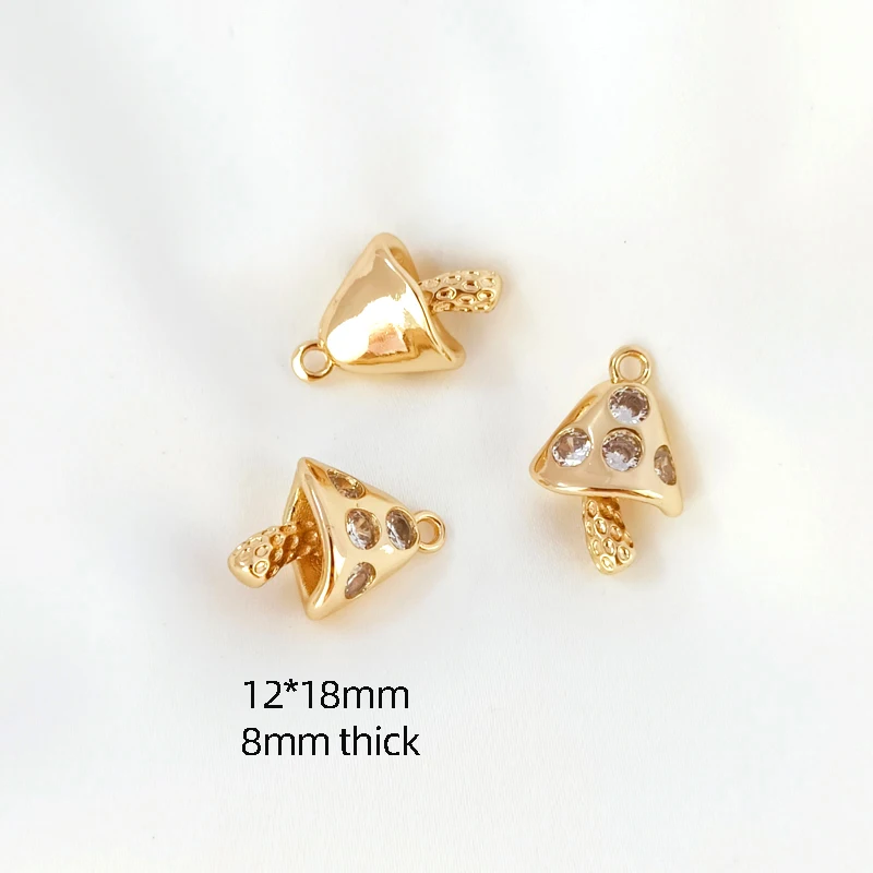 2piece copper wrapped 14K Gold Set zircon mushroom shaped pendant DIY jewelry necklace earrings bracelet accessories materials