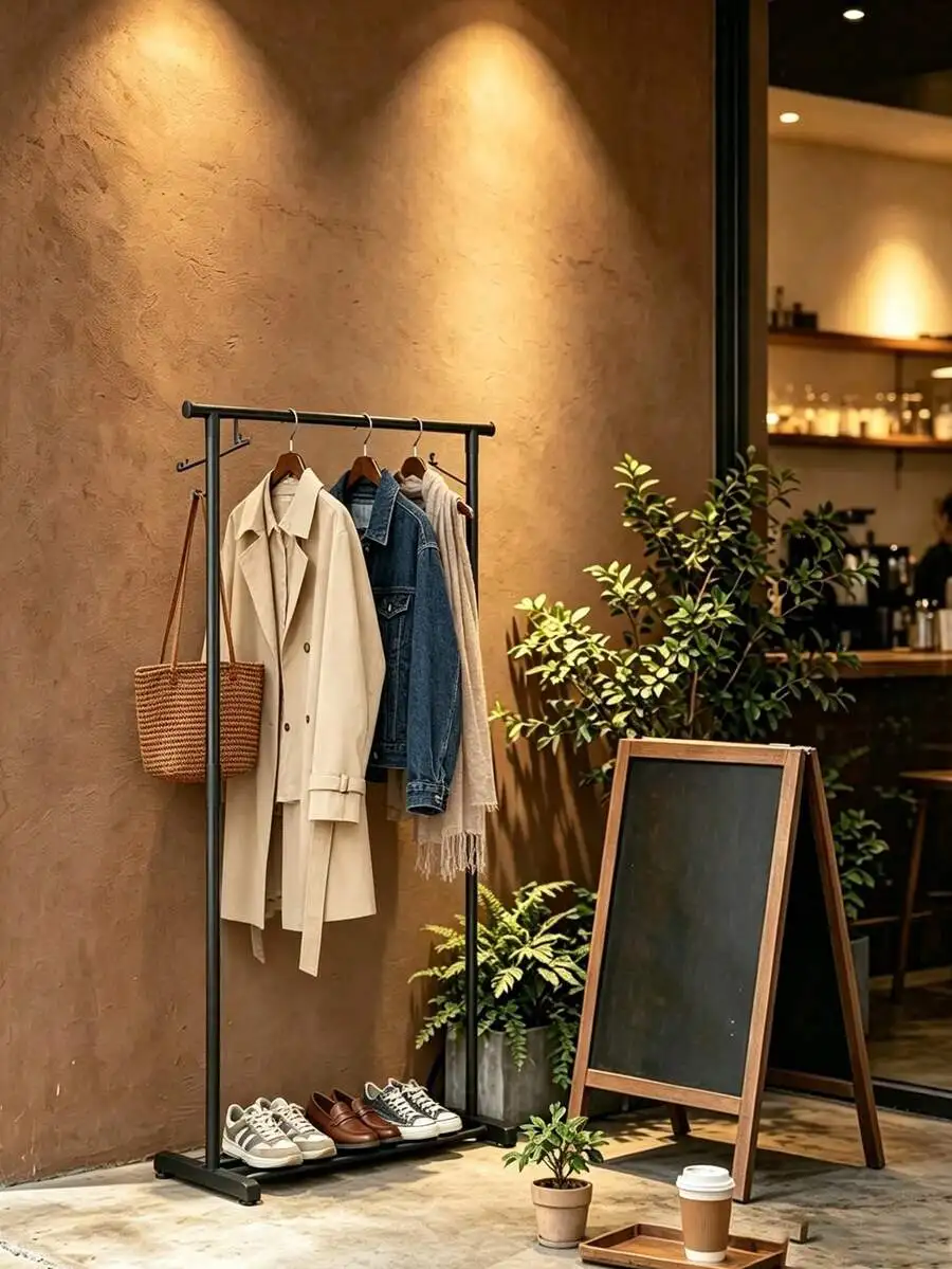 1pc Classic Small Retractable Single Pole Vertical Clothes Hanger, Storage Rack, Large Capacity, Floor Standing, Household Coat