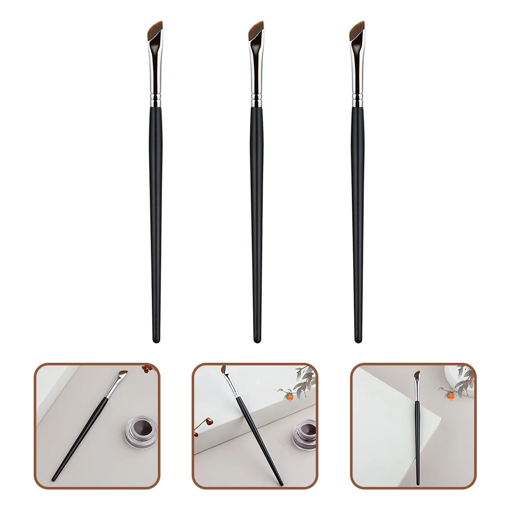 

3 Pcs Eyebrow Brush Set Tools Makeup Brushes Concealer Liner Eyeliner Applicator Metal Small Angled for Eyes