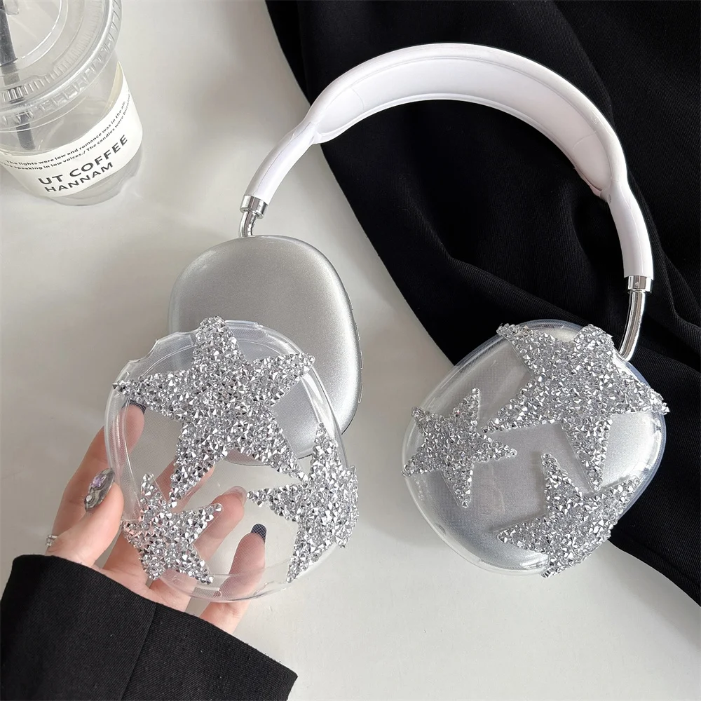 New Luxury Cute Diamond Star Protective Cover For Airpods Max Earphone Case Clear Soft Silicon For Apple Airpods Max Headphone